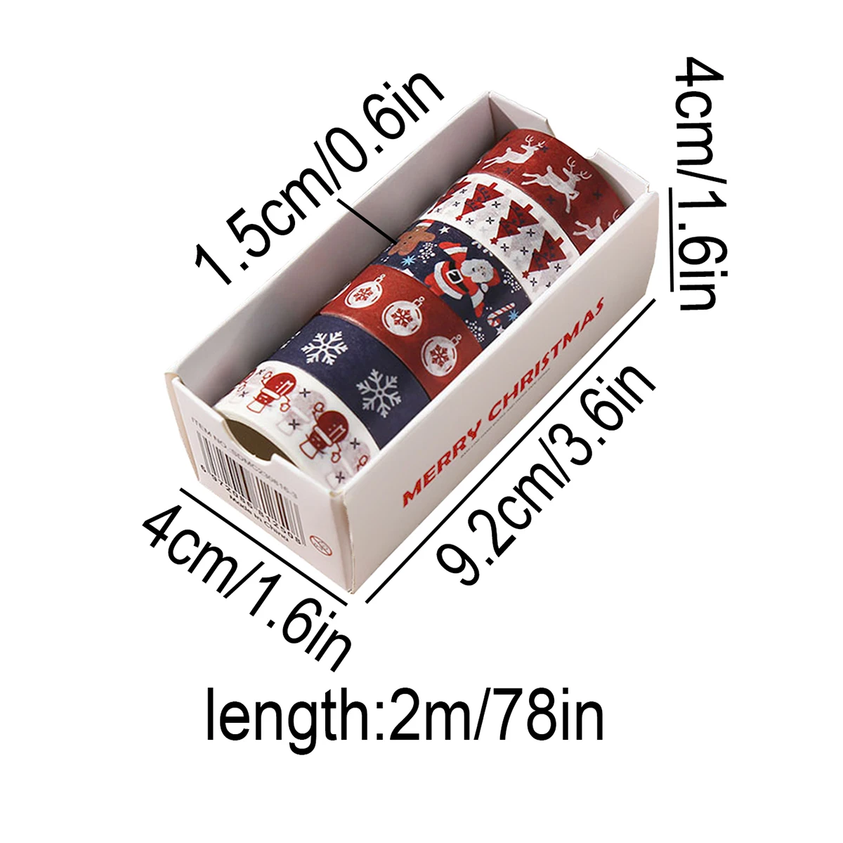 5 Rolls Christmas Washi Tape Set, 15mm X 2m Festive Decorative Masking Tape For Diy Journal Scrapbooking Gift Wrapping