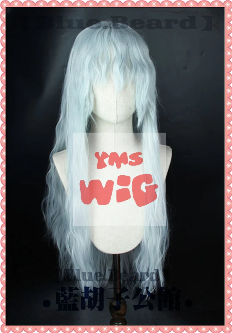 Berserk Griffith Cosplay Wig 70cm Silver White Mixed Blue Curly Wavy Long Heat Resistant Synthetic Hair Wig