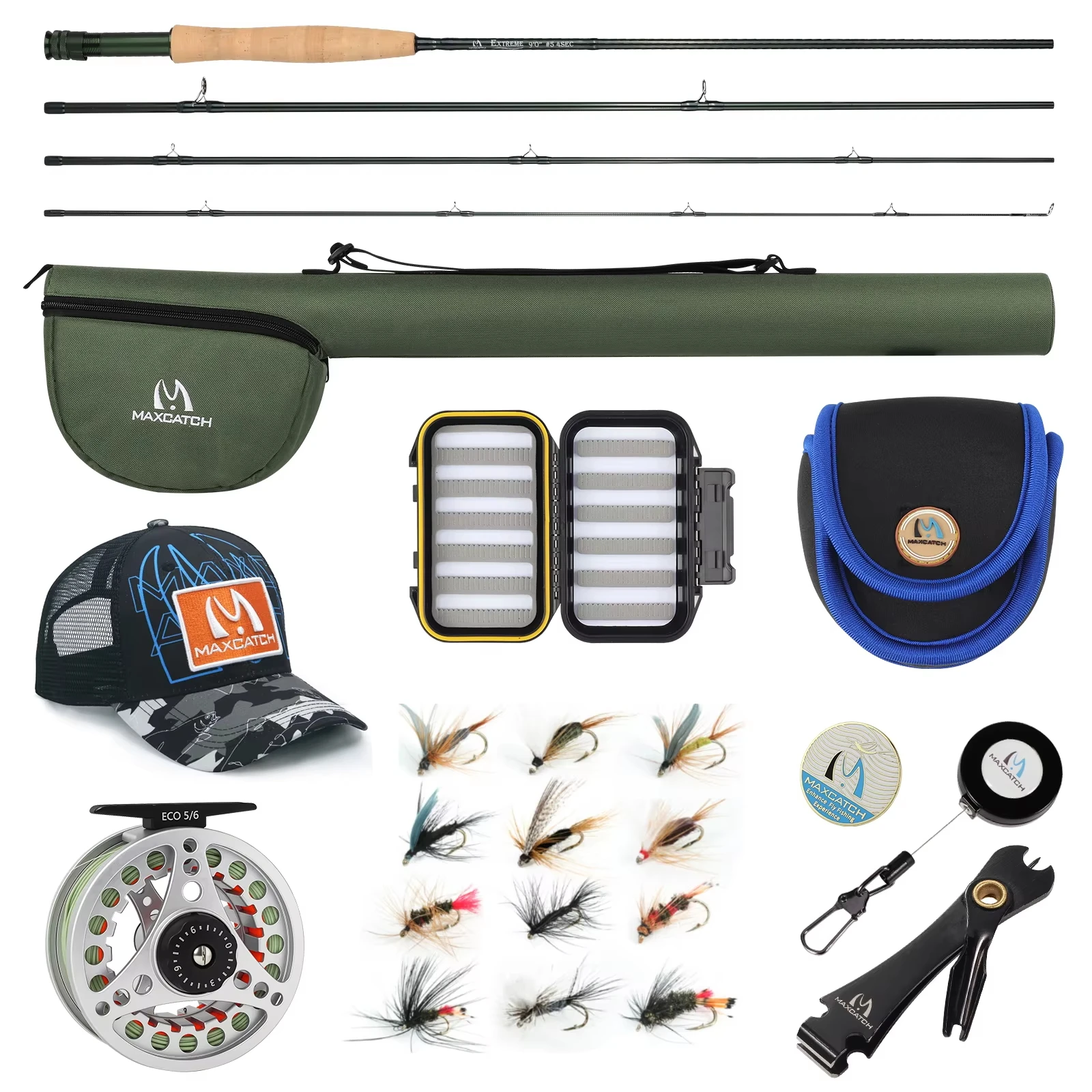

Maximumcatch 3-8WT Fly Fishing Combo Set 8'6''/9' Medium Fast Action Fly Rod with Pre Spool Fly Reel Line Leader and Hard Tube