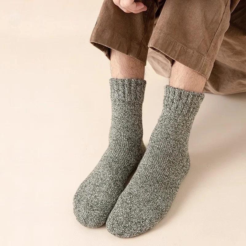 5 pares de inverno quente meias masculinas de lã meias femininas super mais grossas meias sólidas meias de lã merino contra neve fria meias felpudas