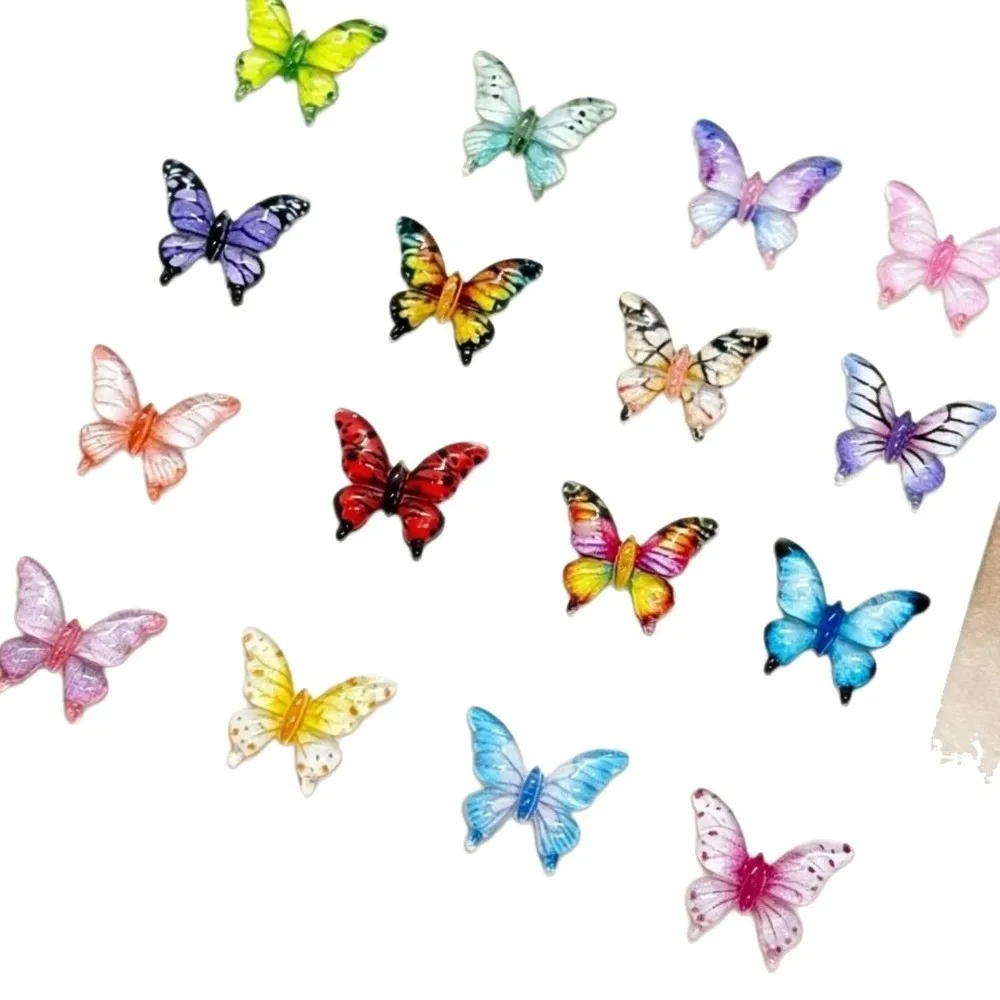 50pcs Multi Color Butterfly Nail Charms 3D Design Transparent Resin Nail Charms Small Size 50pcs Set DIY Nail Art Accessories