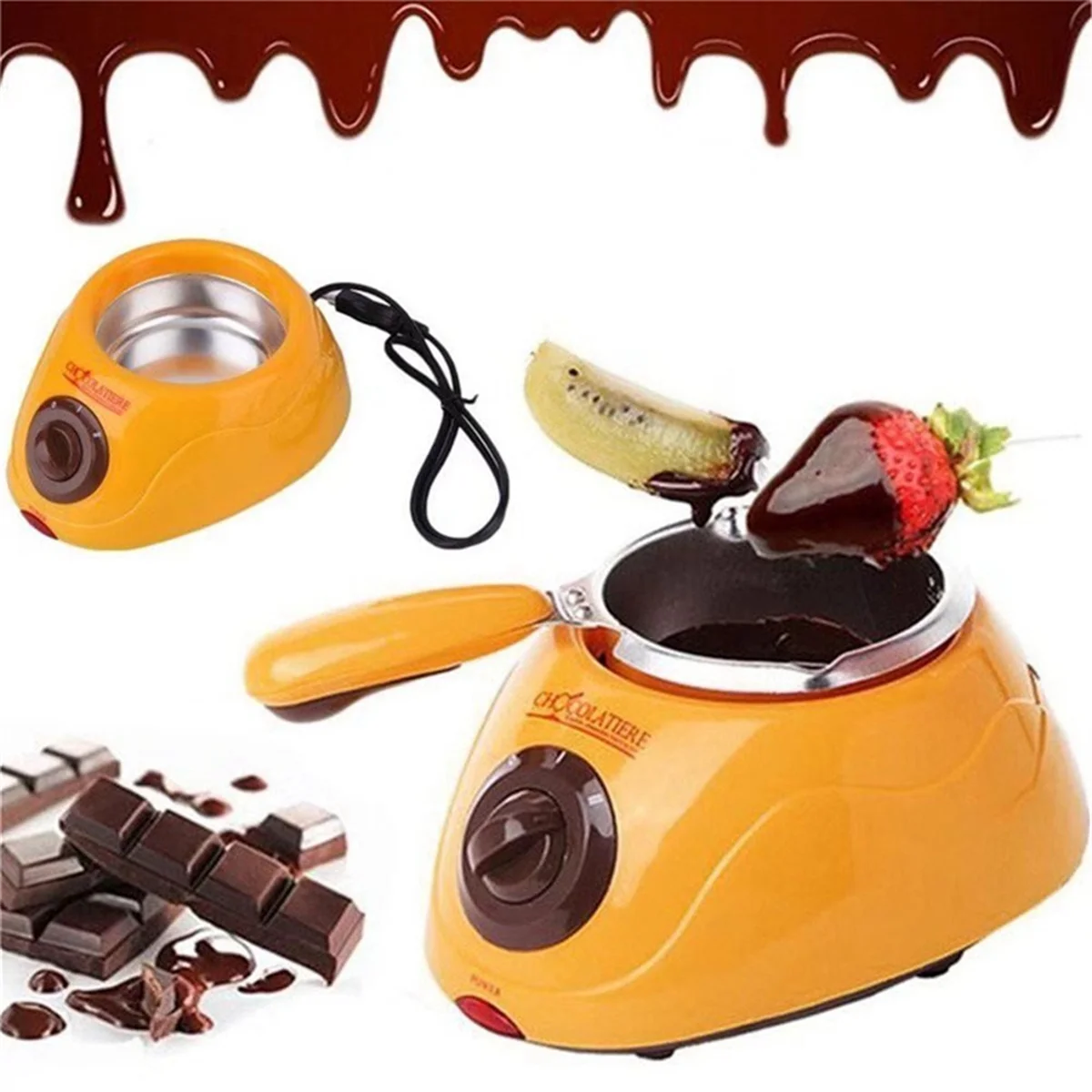 Electric Melting Chocolate Pot Gift Set Chocolate Melting with DIY Mold and Accessories for Candy Milk Cheese EU Plug