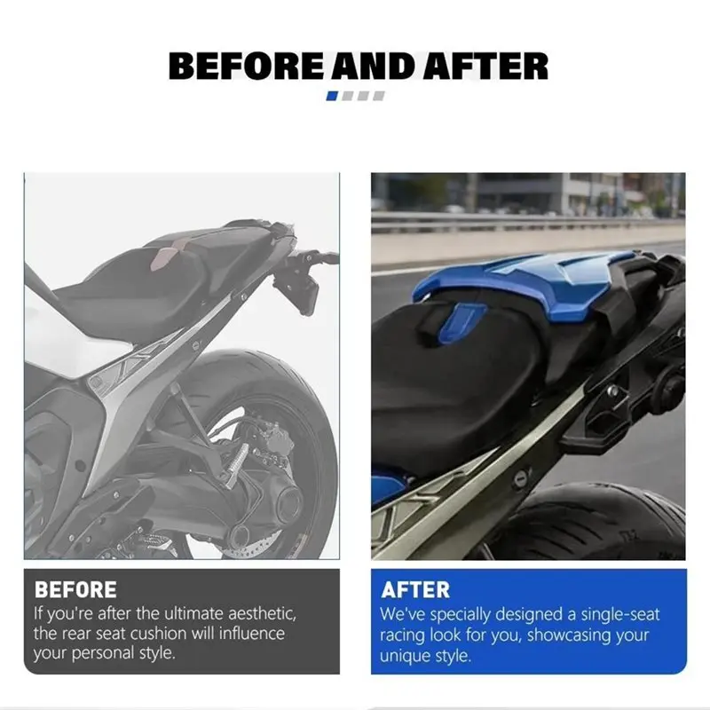 #46Q Motorcycle Rear Seat Cover,Motorcycle Rear Seat Cover for BMW R1300R R1300RS Motorcycle Parts (Blue)