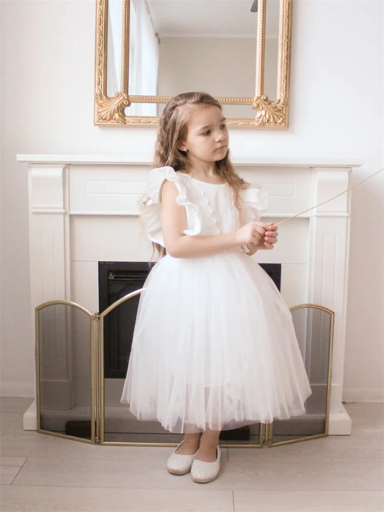 New Arrival Round Neckline Sleeveless Satin A-Line Flower Girl Dress Elegant Open Back Zipper Ankle Length Gown For Childrens