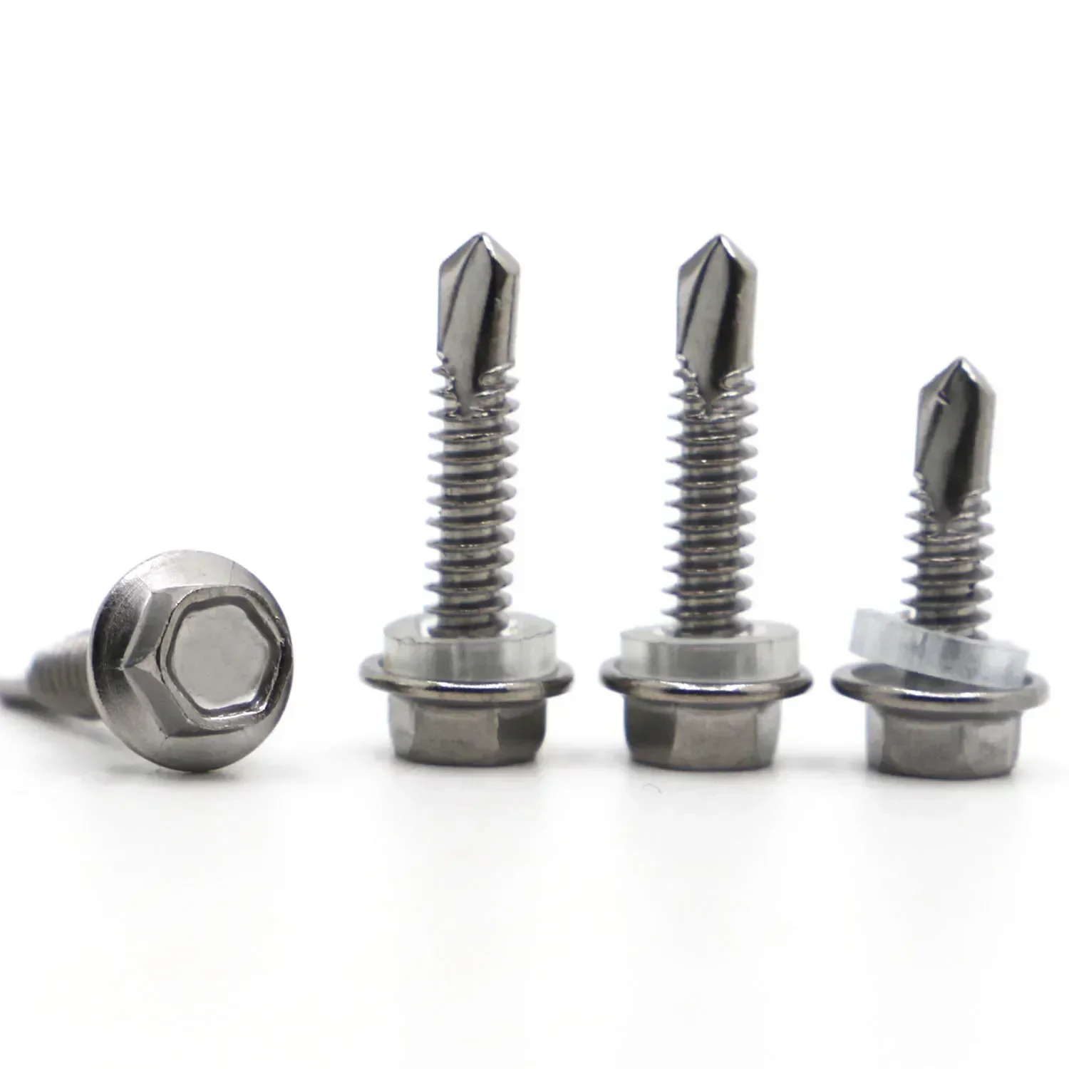 10pcs 410 Stainless Steel Washer Head External Hex Hexagon Self Drilling Tapping Screw M5.5 M6.3