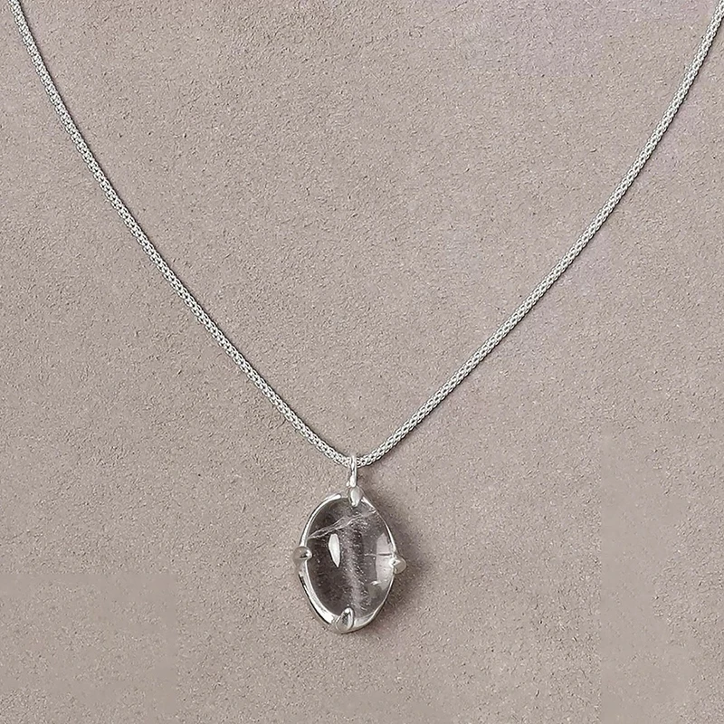 ENSHIR Oval Transparent Crystal Pendant Necklace For Women Niche Design Sweather Chain Jewelry Gifts Wholesale