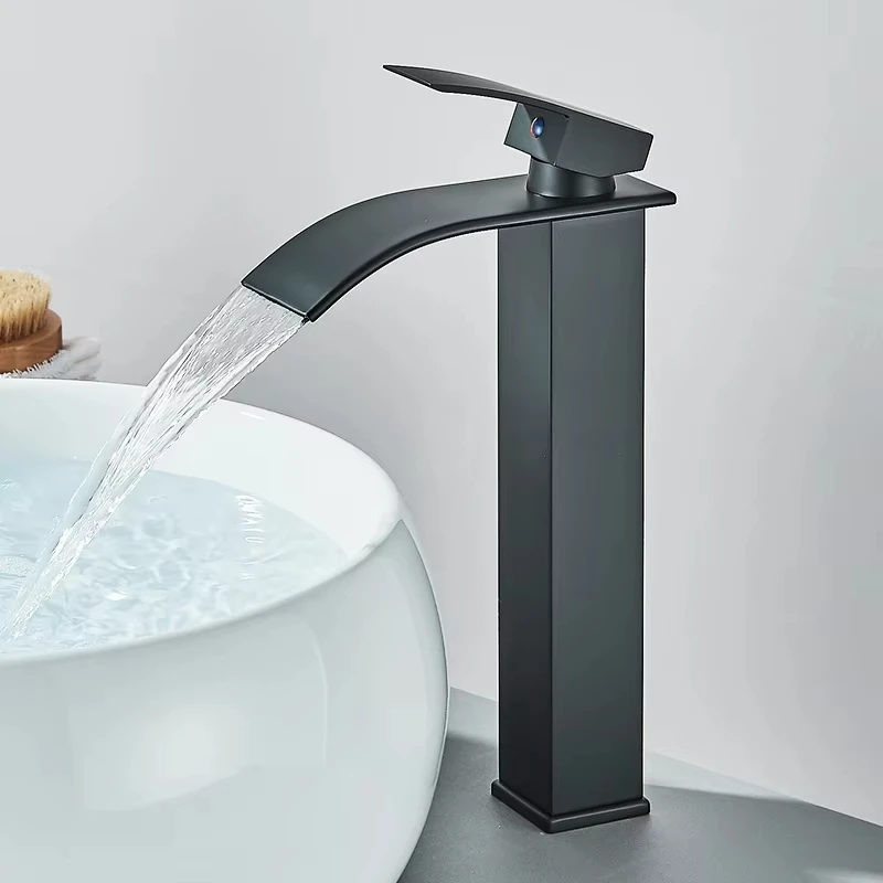 Bathroom Faucet, Waterfall Design, Single Handle Operation, with Pop-Up Drain for Easy Use image 3