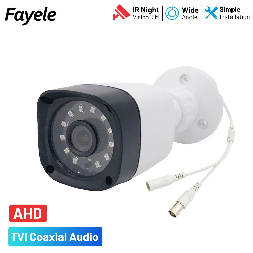 AHD TVI 1080P IR Bullet Camera with Microphone Coaxial Audio Video Surveillance HD Analog Home Security Closed CCTV BNC Camera