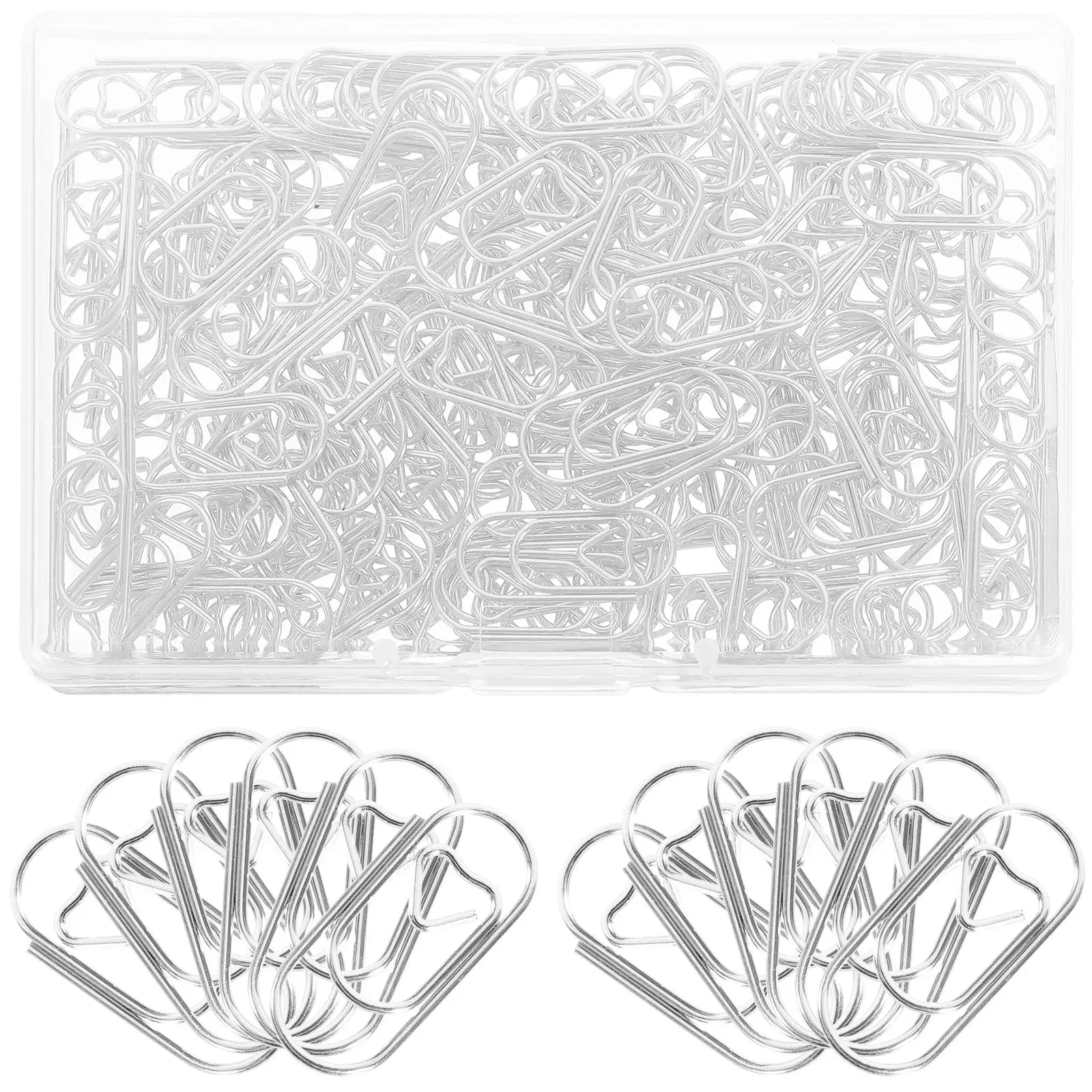 

150 Pcs Mini Paper Clips Love Office Supplies Note Bookmark Silver Metal Creative