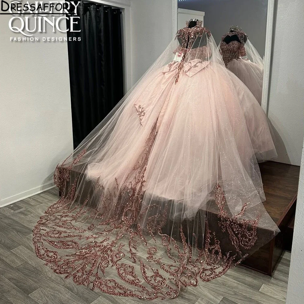 فستان الشمبانيا Quinceanera مع القوس ، يزين لامع ، عيد ميلاد حلو 16 فستان ، فساتين حفلات ، 15 سنة ،