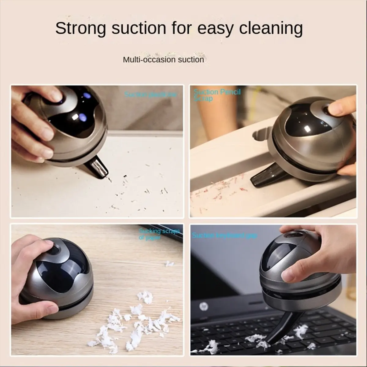 goodidea Desktop Vacuum Cleaner Mini,Cordless & Portable,Dust & Crumb Sweeper,Cute Cartoon Robot,USB Type C for Remove Dust/Hair