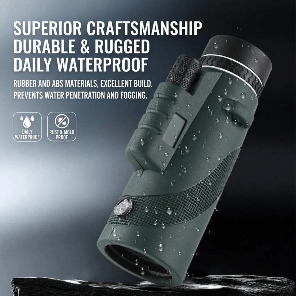 High Power Monocular Telescope Large Aperture Low Light Vision High Power Monocular Ergonomically Shaped Lightweight Telescope