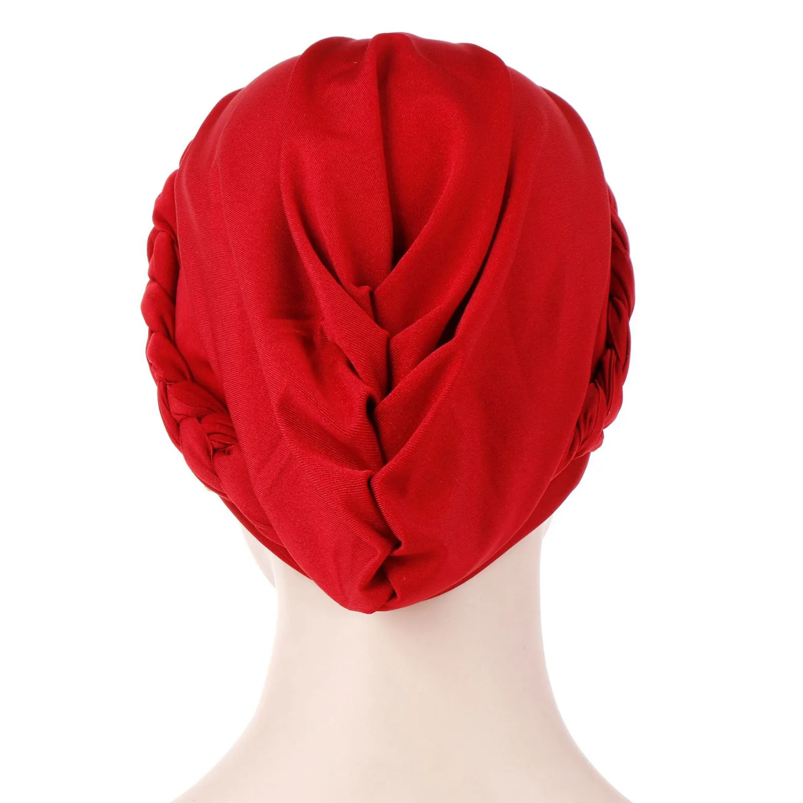 Women Lady Beads Muslim Braid Head Turban Wrap Cover Cancer Chemo Islamic Arab Cap Hat Hair Loss Bonnet Beanies Fashion