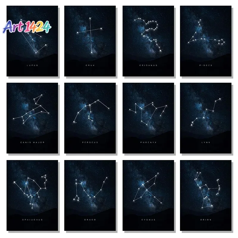 Sagittarius Orion Aquarius Gemini Taurus Pegasus Space Constellations Poster Canvas Painting Wall Art Picture for Room Decor