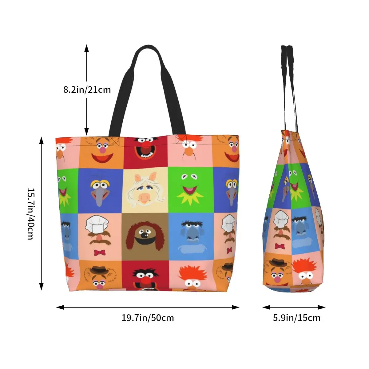 Muppets Sesame Street Bert Shopping Tote Bag Canvas Large Capacity Shoulder Bags Shopper Grocery Handbag for Women