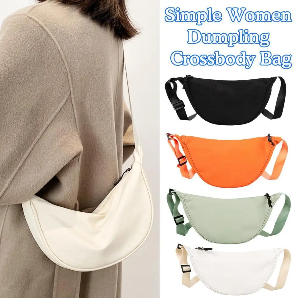 Nylon Crossbody Bag Women Single Shoulder Canvas Packet Lightweight Compact Simple Dumpling Bag Foldable Easy Clean Underarm Bag