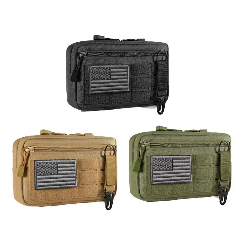 

Тактический Molle Admin Pouch Utility Laser Cut EDC Tool Pouch Bag Горизонтальные модульные сумки включают нашивку с флагом США и брелок