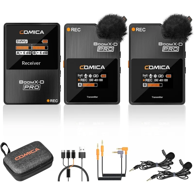 BoomX-D2 PRO Wireless Lavalier Microphone, 16GB Storage, Safety Audio Track, Noise Cancellation, 328' Range