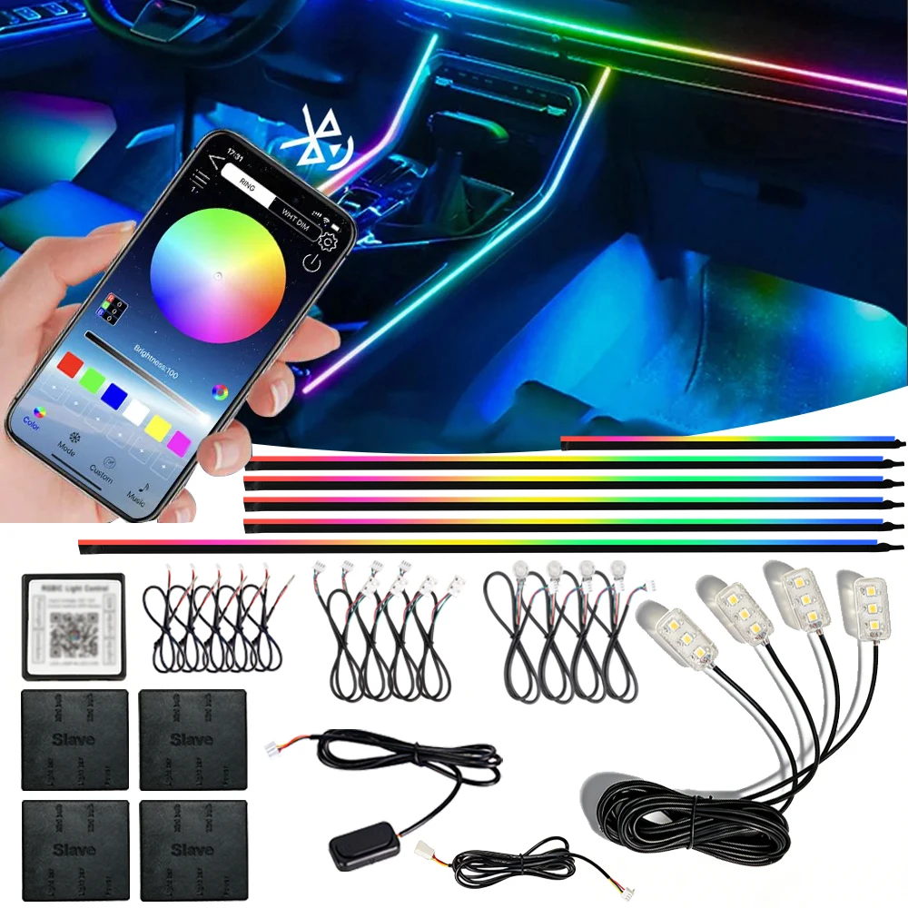 

Car Ambient Lights 10 in 1 Footwell Universal RGB Atmosphere Lamps 18 in1 6in1 Car LED Ambient Light