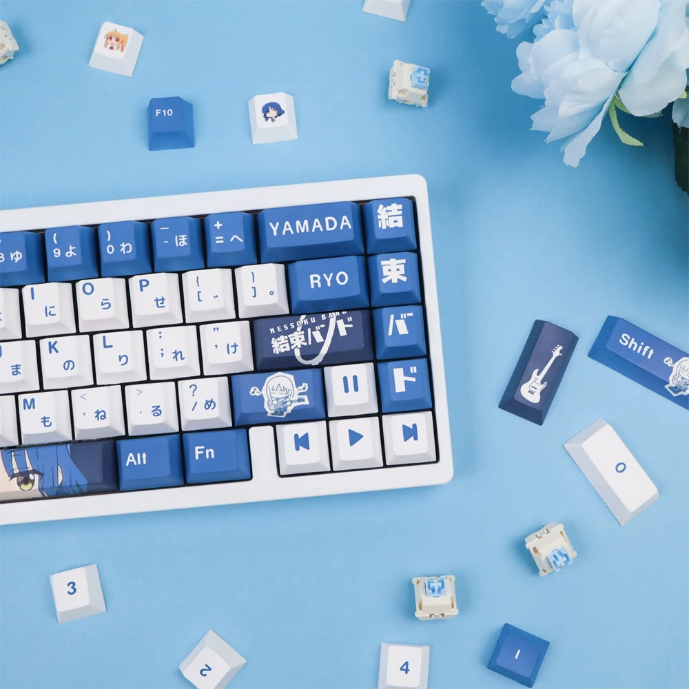Mechanical Keyboard PBT Dye Subbed Keycaps Cartoon Anime Gaming Key Cap BOCCHI THE ROCK Yamada Ryo Opaque Keycap For ANSI Layout