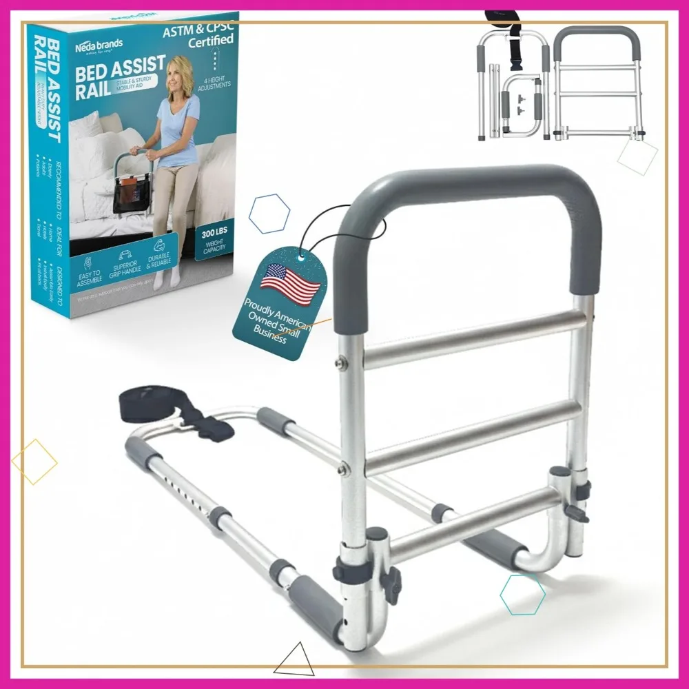 Rieles de seguridad para cama ajustables para personas mayores: manija de asistencia médica, se adapta a todos los tamaños de cama, certificación ASTM y CPSC