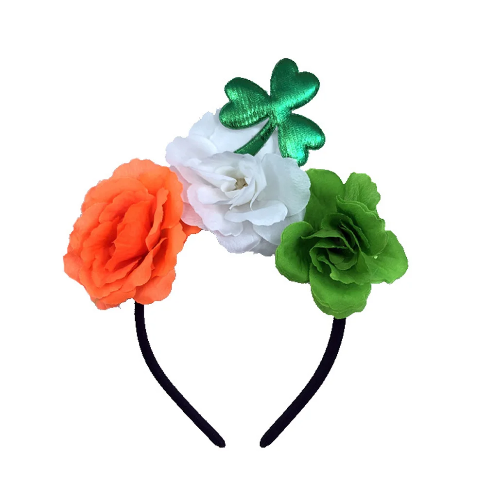 

Hair Ribbons St Patrick Day Hoops Rose Headband Flash Accessories for Festival Miss