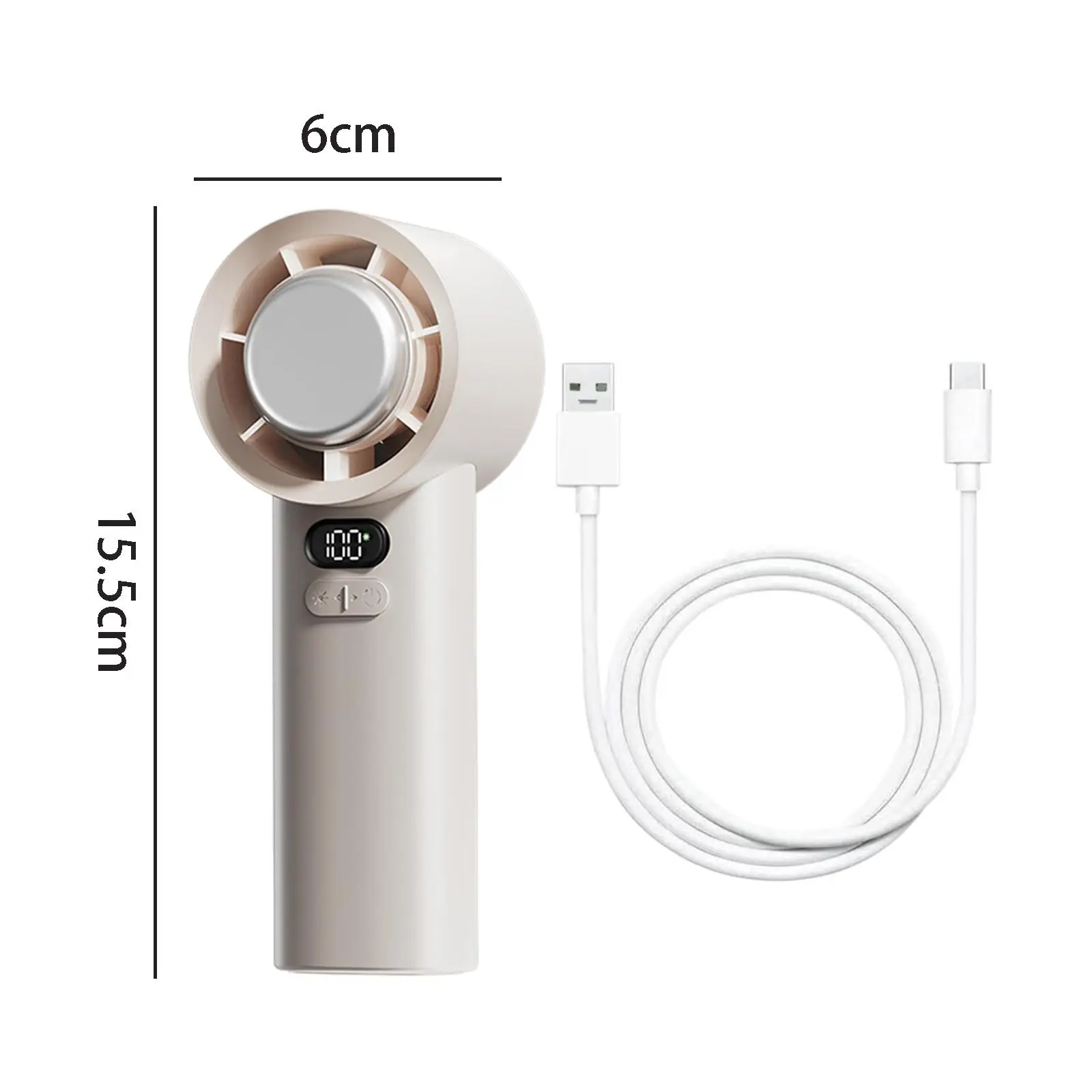 Портативный мини-вентилятор с USB-зарядкой и цифровым дисплеем, 100 скоростей