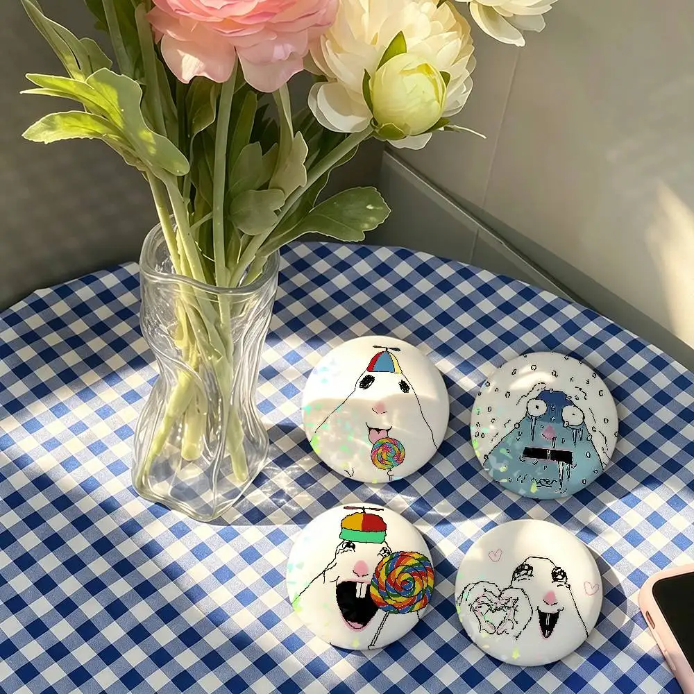 Creative Funny Hamster Meme Laser Badge Pins Handmade Brooches for Backpack Gifts Bag Decor Fans Collect