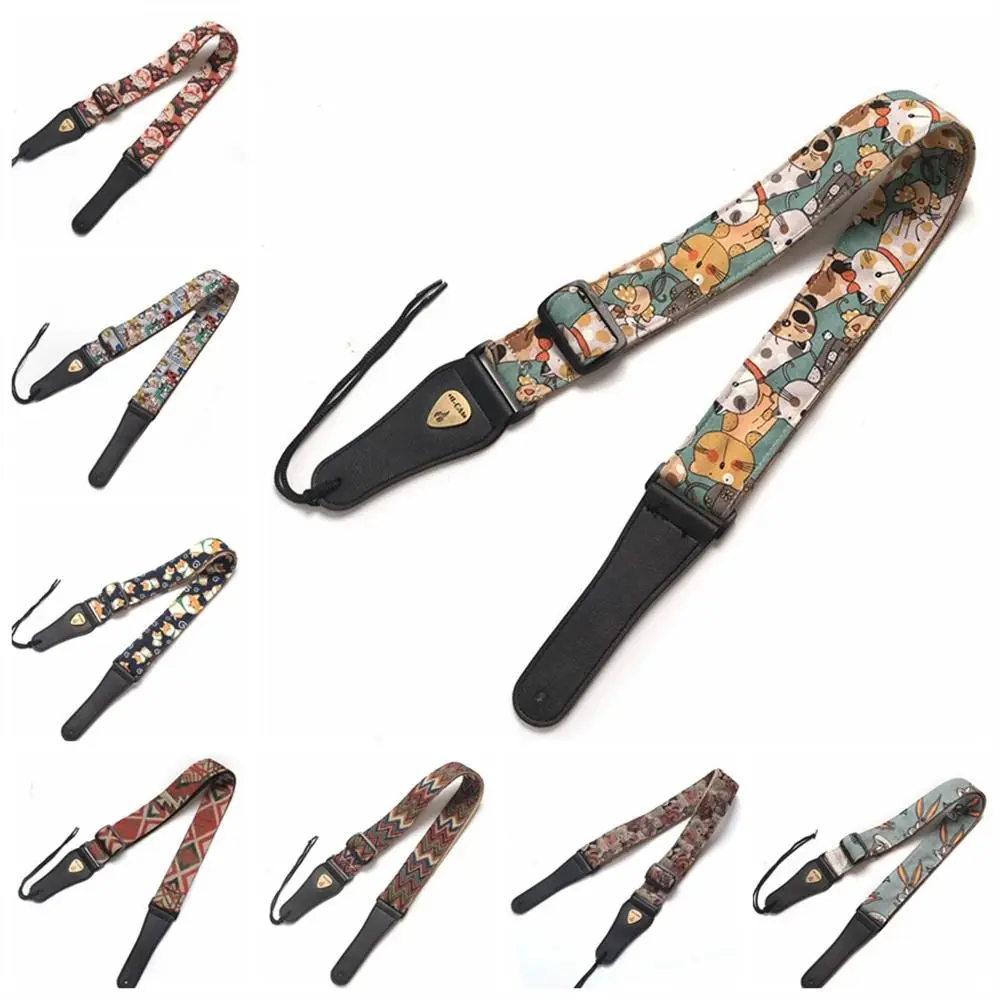 Adjustable Guitar Strap Cute Animal Extra Wide Electric Guitar Belt Personalized Colorful Printed Guitar Shoulder Strap