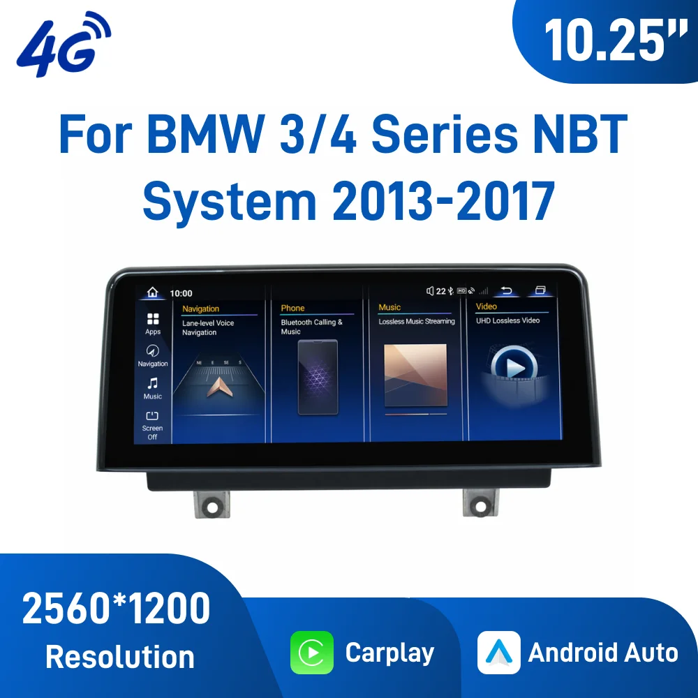 10.25 Inch Android Car Navigation for BMW 3/4 Series 2013-2017 NBT System 4+64G/8+128G Wireless CarPlay GPS Car Stereo
