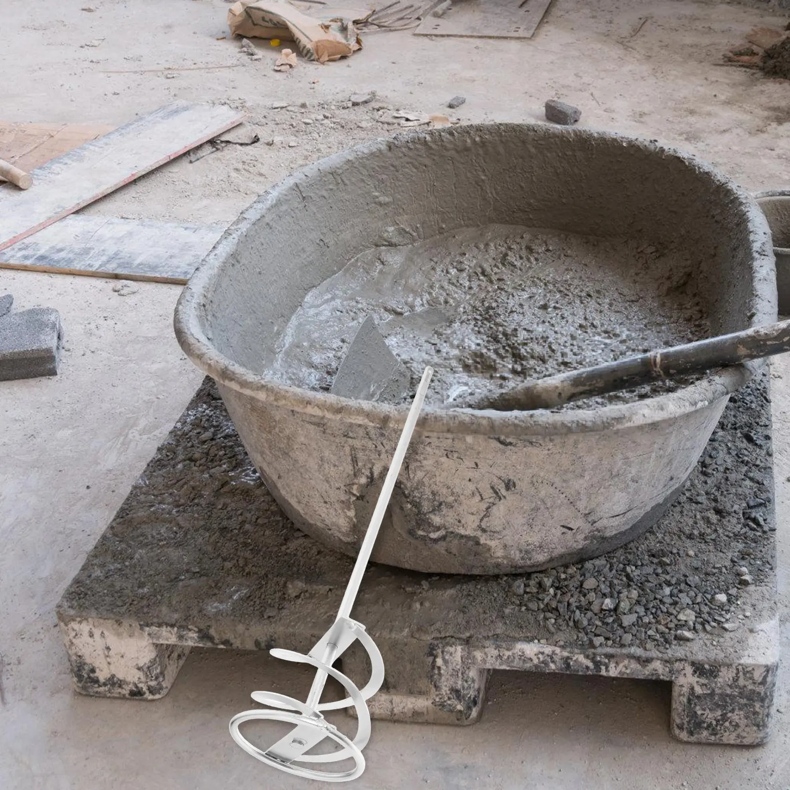 Extended Thickened Spiral Mixing Rod Threaded Steel Heavy Duty Cement Resin Paint Mixer Drill Attachment Stirrer Tool