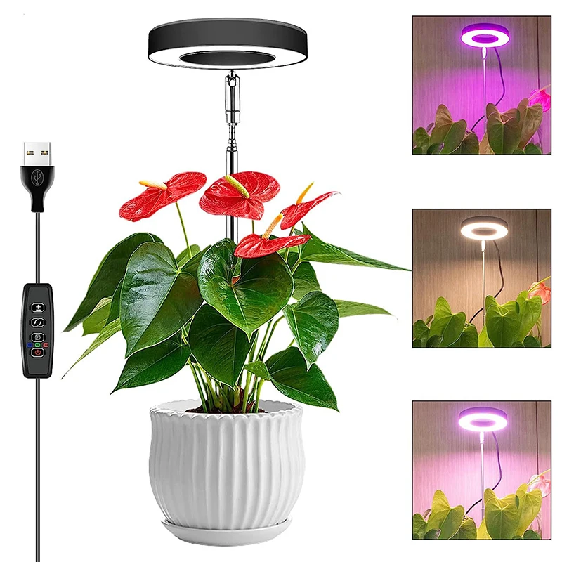 Grow Light Full Spectrum LED Plant Light For Indoor Plants Height Adjustable Growing Lamp With Timer 3/9/12H Dimmable Brightness