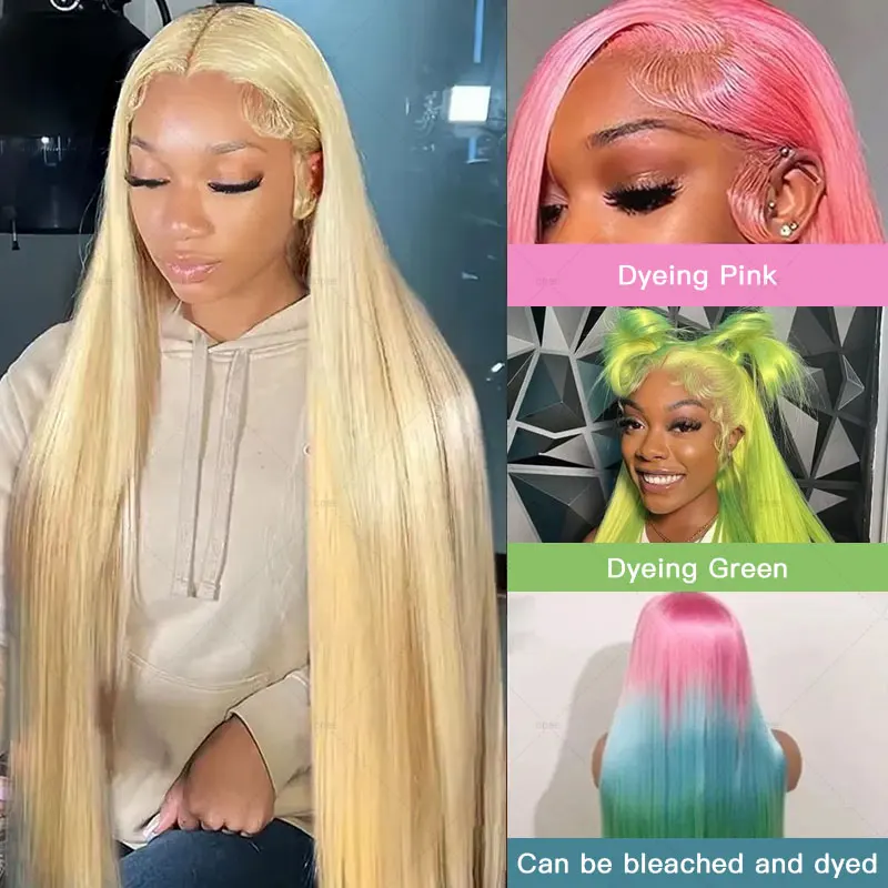 

Blonde 613 13x6 Lace Frontal Wigs HD 613 Lace Front Human Hair Wigs For Women Pre pucked Straight Human Hair Wigs Can Be Dyed