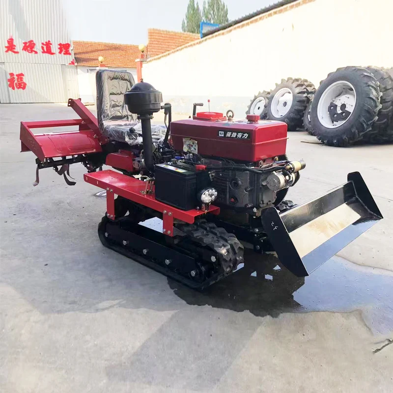 

Customized Rotary Tiller Small Agricultural Crawler Tractor Rotary Tiller Full Terrain High Efficiency Farm Plowing Cultivator