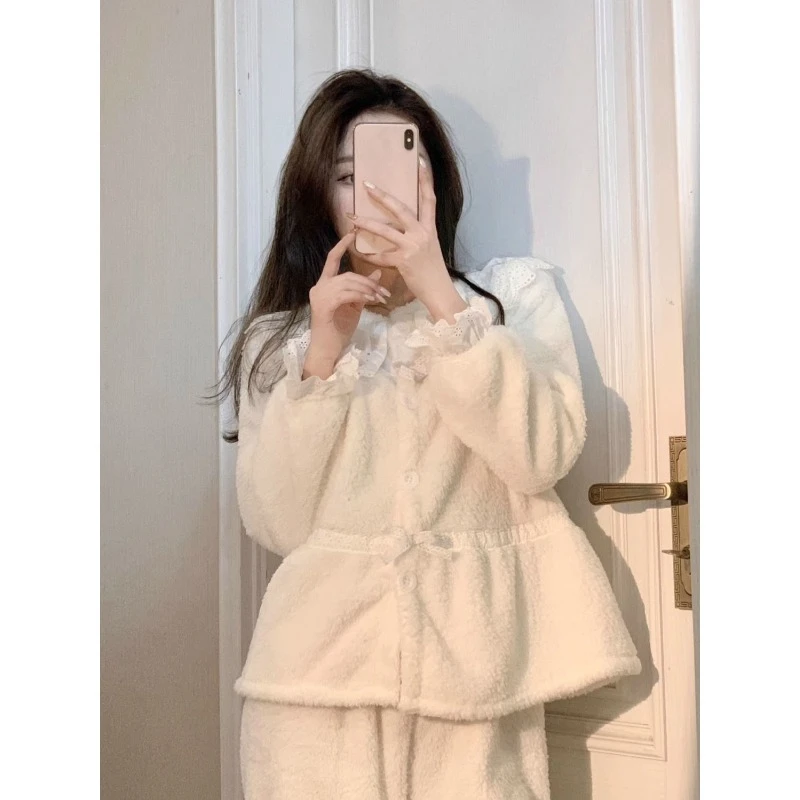 

New Style Advanced Thickening Type Plush House Suit Can Be Worn Outside Sweet Wintertime Princess Pajamas Coral Fleece Maiden