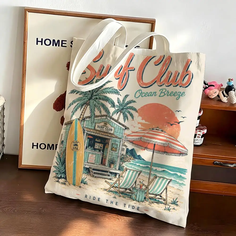 Vintage travel style Storage Bags Canvas bags are suitable for going to class, shopping, gifts, and commuting