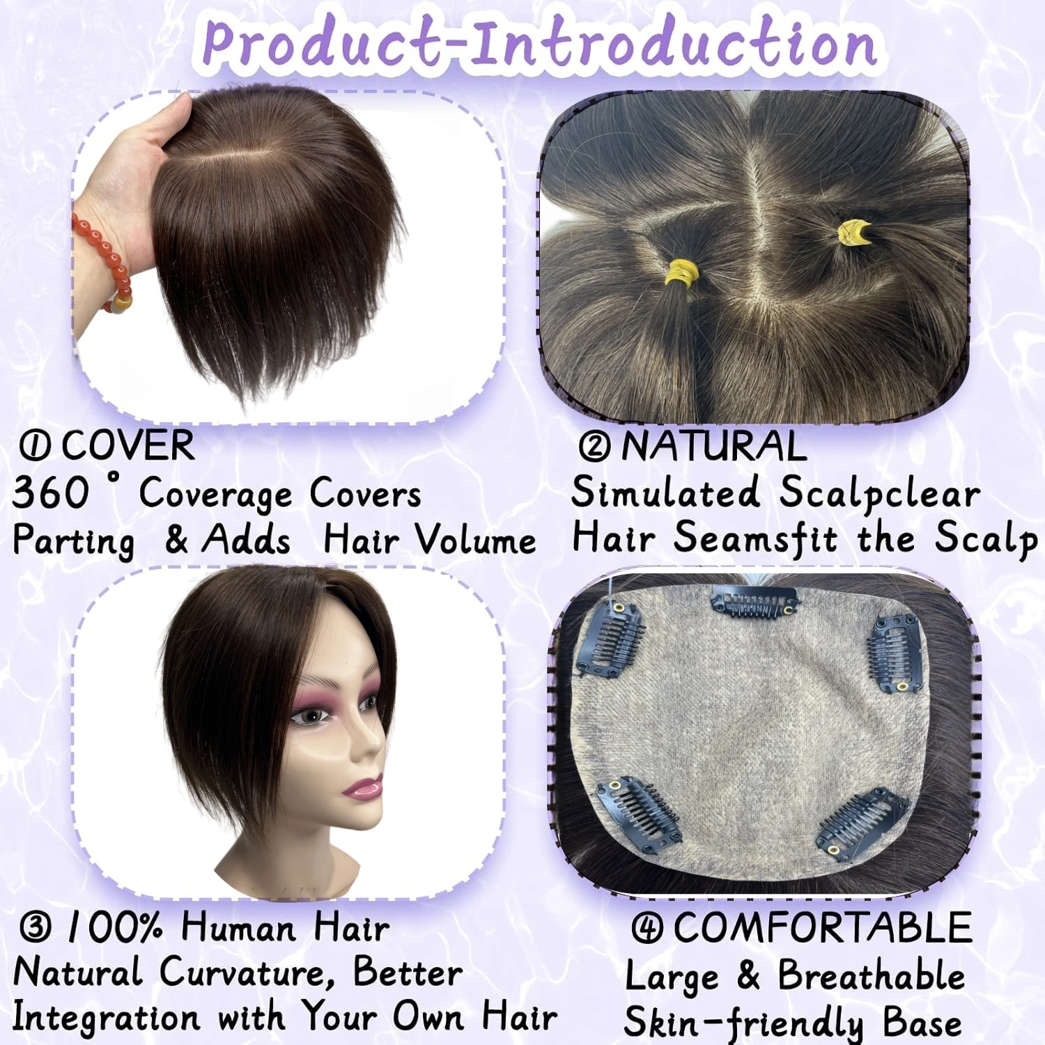 12 x 13 cm Clip-in-Haarteil, Seidenhautbasis, Echthaar-Topper, freier Scheitel, natürliches Kopfhaut-Top, brasilianische Haarverlängerung für Frauen