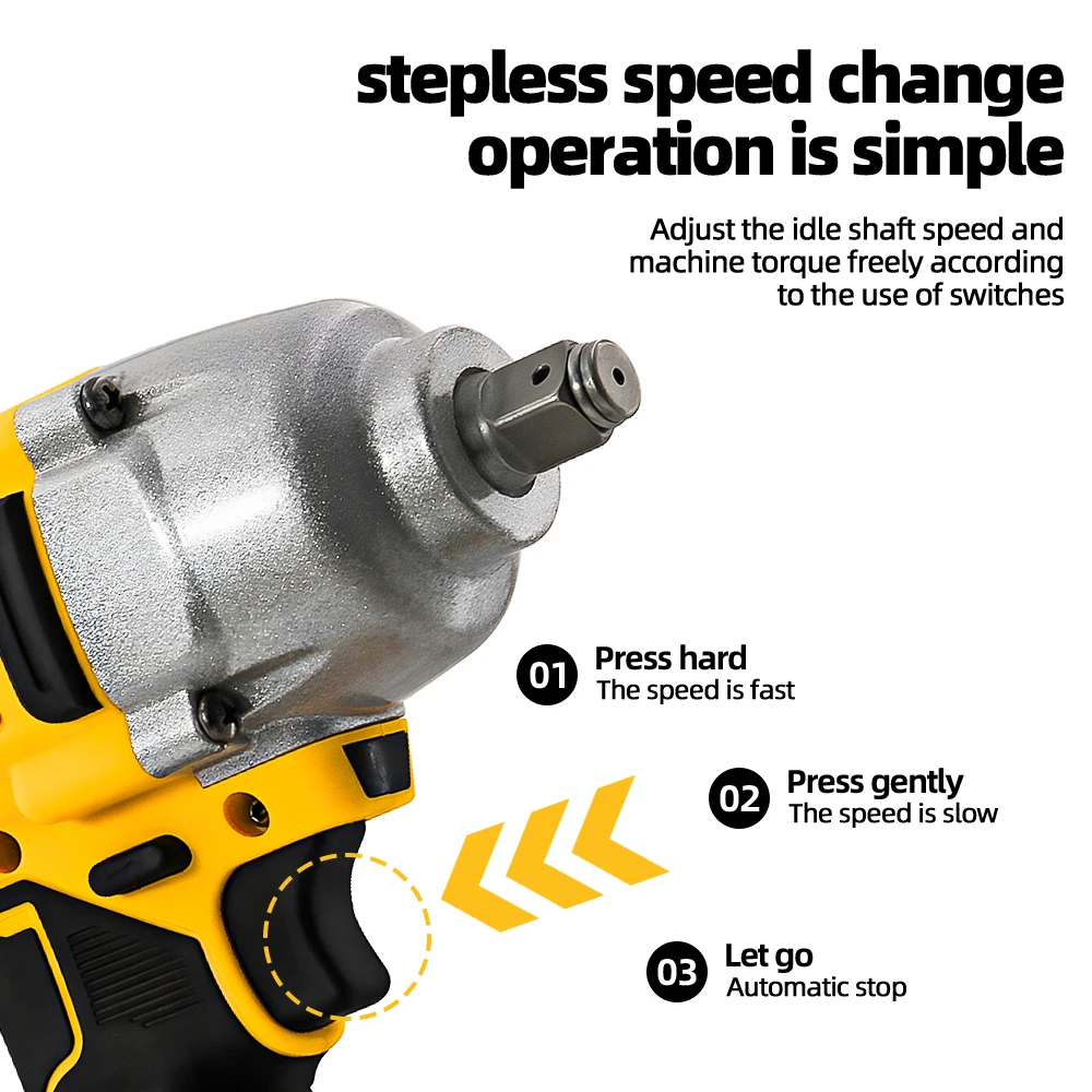 Avvitatore a percussione senza spazzole 812N.m Utensile elettrico a batteria a coppia elevata per riparazione/construzione auto Perno batteria DeWalt 20V