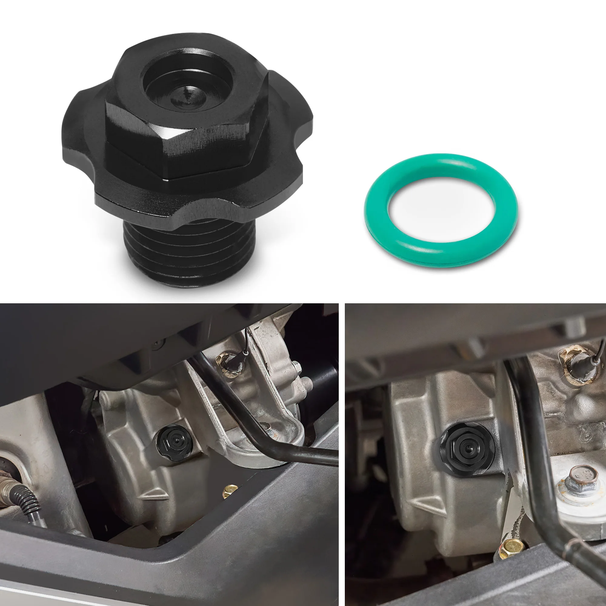 

Motor Engine Transmission Black Oil Drain Plug w/Anti-Slip Rubber Ring for Can Am Ryker 600 900/Rally Edition/Sport 2019+ Models