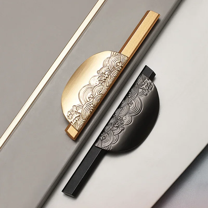 

New Creative Nordic Chinese Handle Golden Black Gray American Cabinet Handle Simple Wardrobe Drawer Gray Zinc Alloy Handle