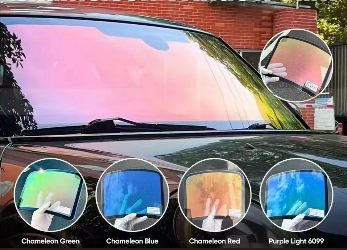 2025 Chameleon Tint Window Film 60inch*100ft 70%Vlt Red Rainbow Car Window Tint With Uv Rejection Chameleon Windshield Film