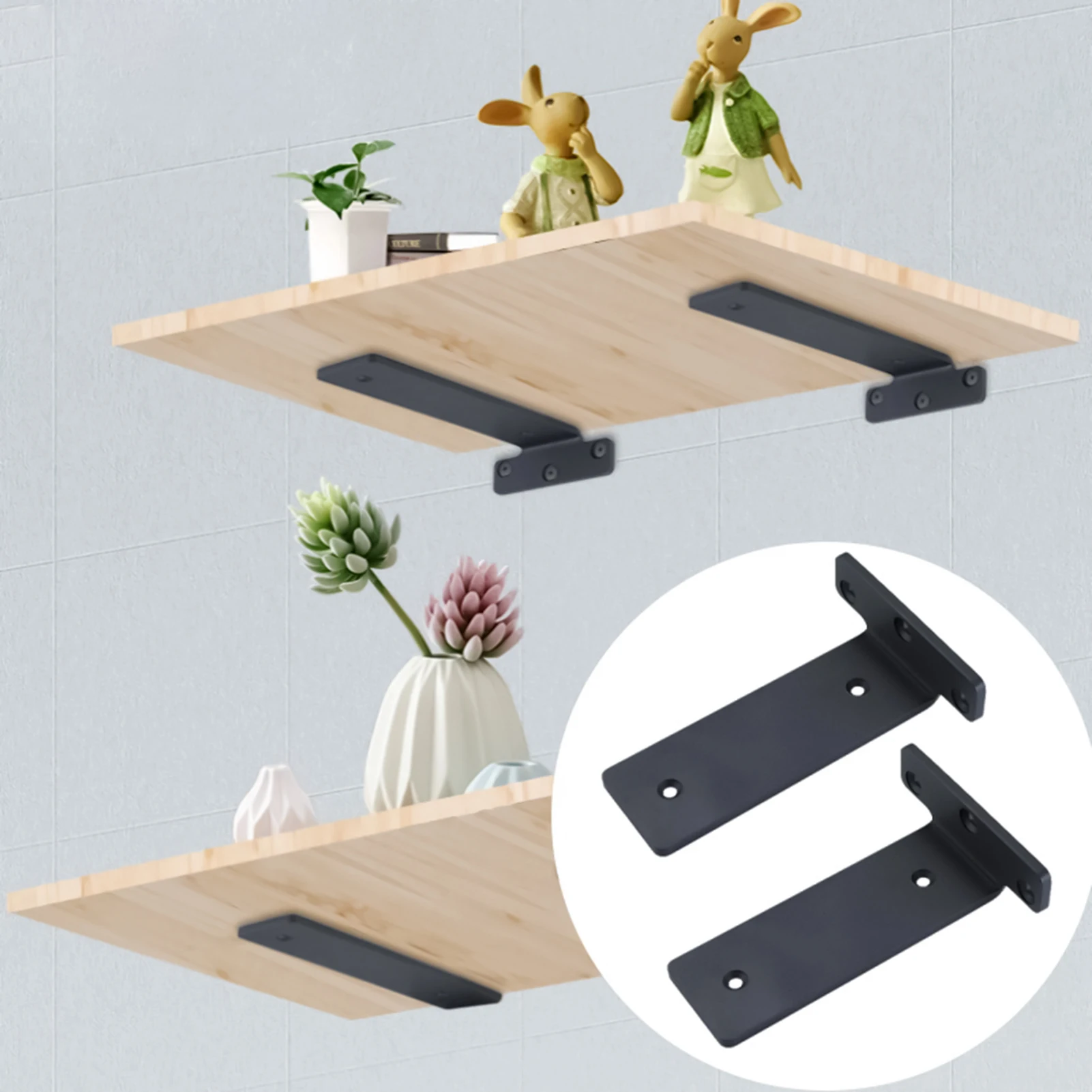 2PCS Floating Shelf Brackets Invisible Design Fixing Joining Brackets Decorative Shelving Shelf Supports