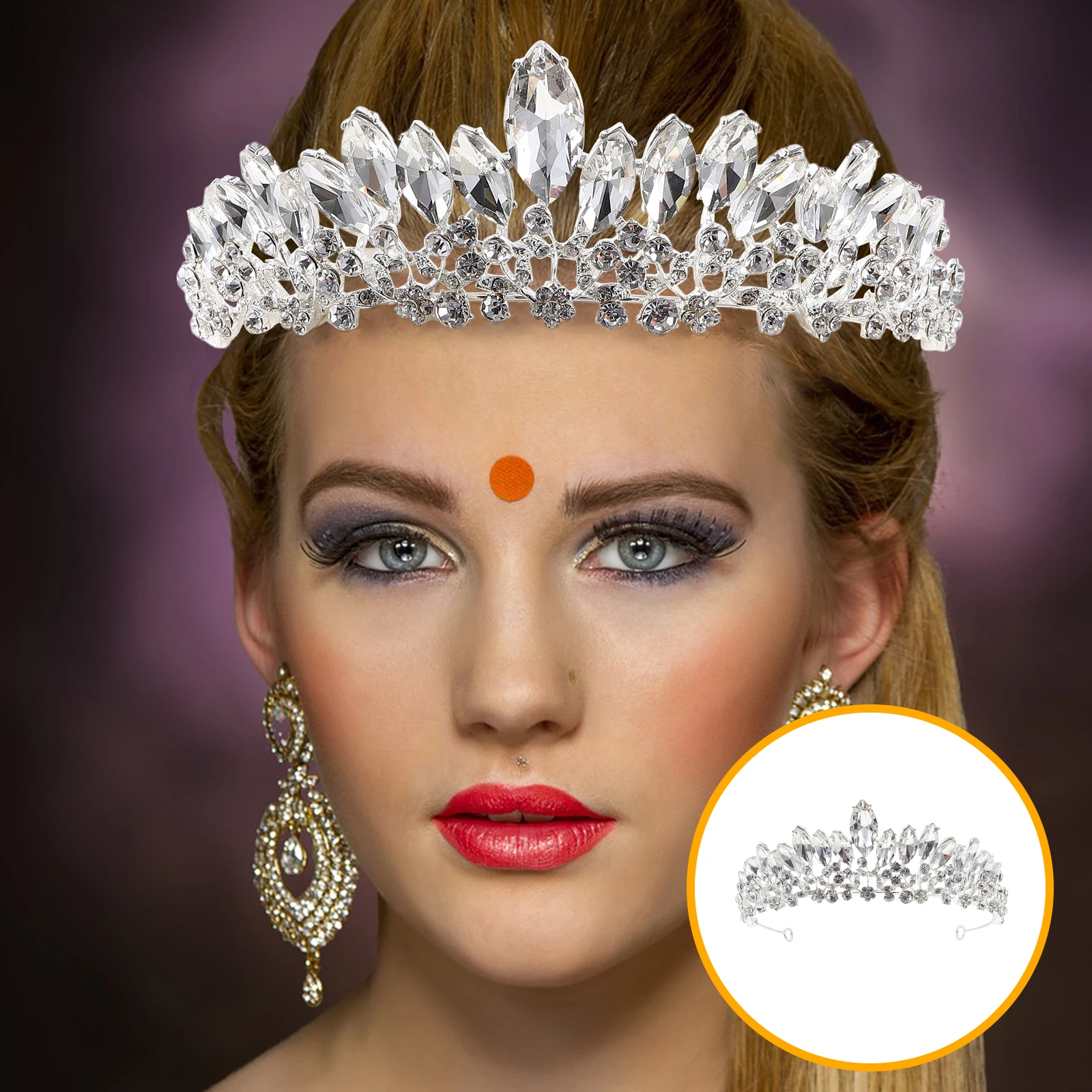 

Bridal Crown Hair Accessories Women Wedding Headpiece Bride Bachelorette Gifts Rhinestone Pageant Birthday Prom Photoshoot Props