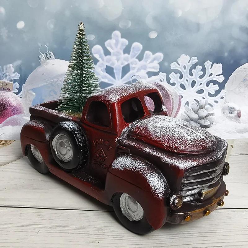 جديد حار بيع عيد الميلاد سيارة حمراء شجرة عيد الميلاد الديكور تمثال عيد الميلاد عطلة الراتنج الحرف