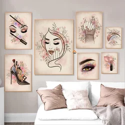 Vintage Fashion Makeup Poster Beauty Salon Nail Decorative Paintings Prints Nordic Canvas Wall Art Pictures Bedroom Decoration