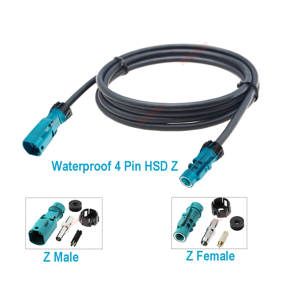 BEVOTOP Waterproof 4 Pin HSD Cable Z Male to Female High Speed 535 4 Core LVDS Wire Harness 10CM to 10M