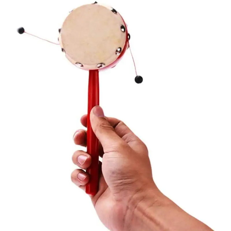 Tambour traditionnel chinois en peau de mouton, hochet en bois pour bébé, jouets pour nouveau-né et enfant en bas âge
