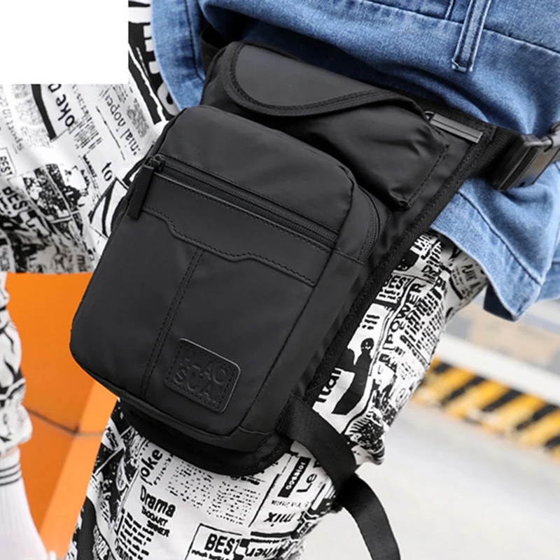 High Quality Nylon Men Drop Leg Bag Fanny Pack Motorcycle Riding Casual Shoulder Cross Body Thigh Male Hip Belt Waist Bags bolso