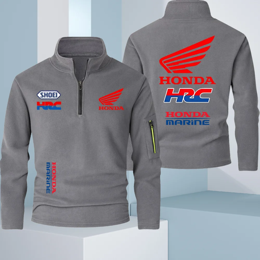 

2025 Honda HRC Logo Autumn and Winter Fashion Stand-up Collar Half-zip Long-sleeved Sports Shirt Thickened Men's Casual Tops