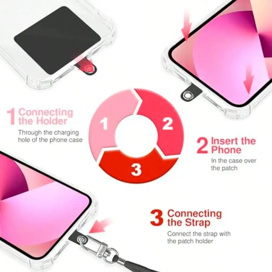 

Universal Smartphone Lanyard With Patch Holder Adjustable Neck Strap For All Mobile Phones